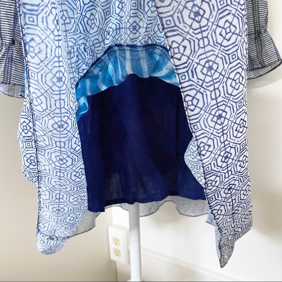 Hemant & Nandita Susan Indigo Dress Long Sheer Sleeve Gorgeous Mixed Boho Print - Picture 8 of 15